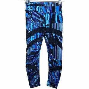 Flywheel Sports Blue Black Mesh Detail Leggings